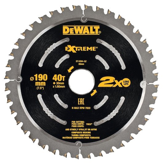 EXTREME Circ Saw Blade 190x30mm CompDeck Blade 40T
