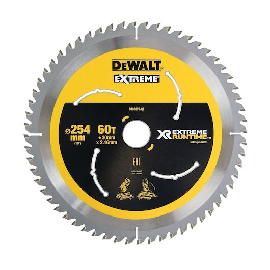 XR EXTREME RUNTIME™ CIRCULAR SAW BLADE 254MM X 30MM 60T (16/20/25/25.4/30MM)