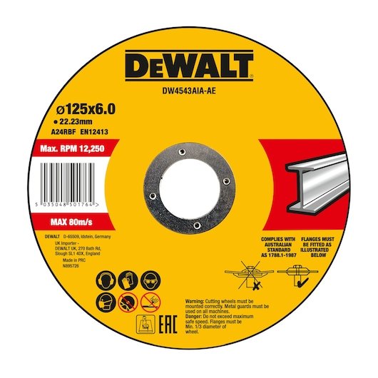 125mm x 6mm x 22.23mm Bonded Abrasive METAL Grinding Disc