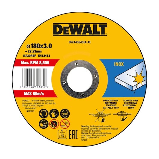 Stainless Steel Cutting Wheel HP 180 x 3 x 22.23mm Type 42