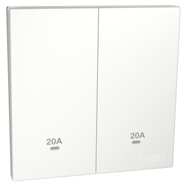 Double Pole Switch with LED, AvatarOn C, 20A, 250V, 2 gang, white (Double Pole Switch with LED AvatarOn C) is a Schneider Electric product. Designed for reliable performance and long service life. Available across Iraq — contact us for pricing and delivery options.