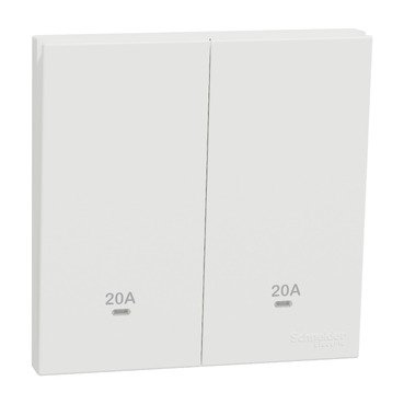 Double Pole Switch with LED, AvatarOn C, 20A, 250V, 2 gang, white (Double Pole Switch with LED AvatarOn C) is a Schneider Electric product. Designed for reliable performance and long service life. Available across Iraq — contact us for pricing and delivery options.