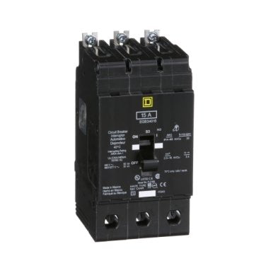 Mini circuit breaker, E-Frame, 15A, 3 pole, 480Y/277VAC, 65kA max, bolt on [TAA] (Mini circuit breaker E-Frame) is a Schneider Electric product. Designed for reliable performance and long service life. Available across Iraq — contact us for pricing and delivery options.
