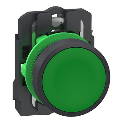 Schneider Electric Harmony XB5 Series Pushbutton, Panel Mount, 22.5 mm Cutout Green, 1 NO, IP66, IP67, IP69, IP69K