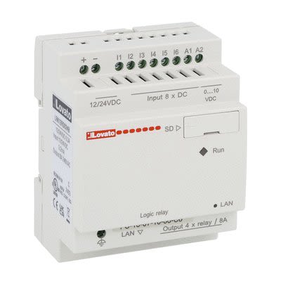 Lovato LRK Series Programmable Logic Controller, Relay Output, 8-Input, Analogue Input