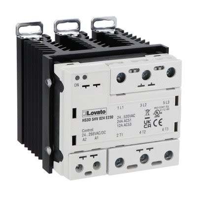 Lovato HS3D Series Relay, 24 A Load, Screw Mount, 520 V Load, 255V Control