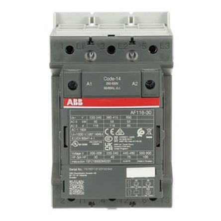 ABB 1SF Block Contactor, 250V ac/dc, 500 V ac/dc Coil, 3-Pole, 55 kW, 3 NO/0 NC