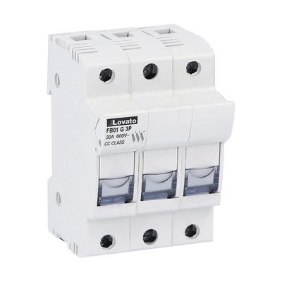 Lovato 30A Holder for 10x38mm fuses, 3P-Pole, 600V