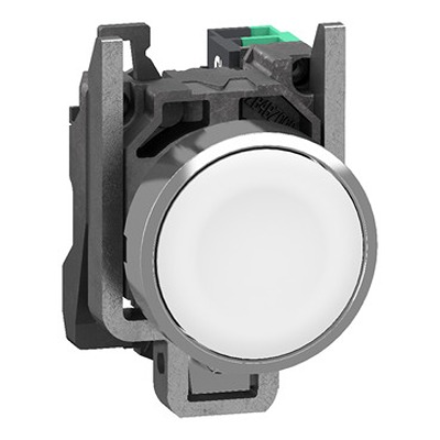 Schneider Electric Harmony XB4 Series Pushbutton, Panel Mount, 22.5 mm Cutout White, 1 NO, IP66, IP67, IP69, IP69K