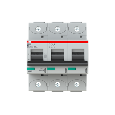 ABB S800 2CC Miniature Circuit Breaker, 3-Pole, 1A, K, 690V AC, 375 V DC, 40 kA Breaking Capacity
