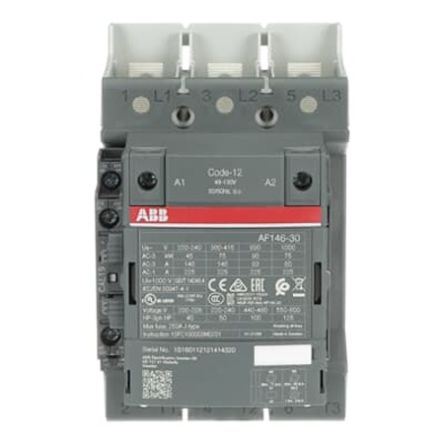 ABB 1SF Block Contactor, 130V ac/dc, 48 V ac/dc Coil, 3-Pole, 75 kW, 3 NO/0 NC