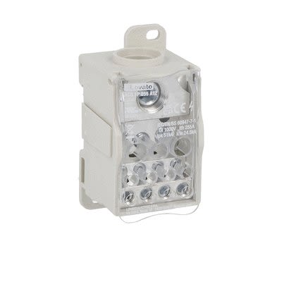 Lovato Distribution Block, 12 Way, 1000V, 255A, Light Grey
