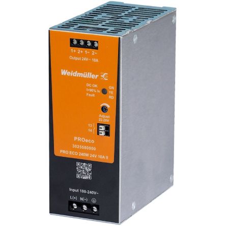 Weidmüller Power Supply, 3025580000 2 Output 28V, 10A, 240 W, Input 85V ac to 264V ac