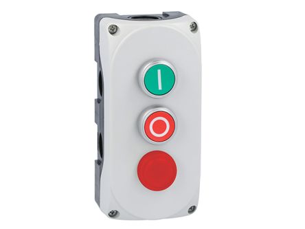 Lovato Flush Control Station Switch - 1 NC, NO, Polycarbonate, Green, O/I, IP66, IP67, IP69K