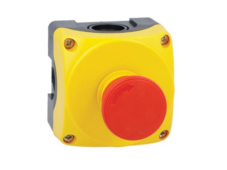 Lovato Turn to Release Control Station Switch - 1 NC, Polycarbonate, Yellow, IP66, IP67, IP69K