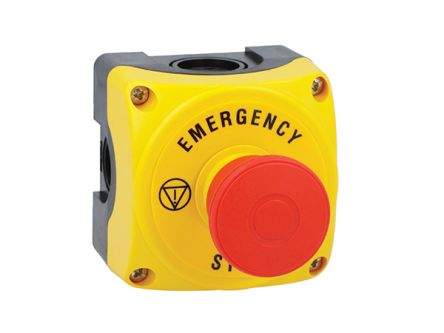 Lovato Pull to Release Control Station Switch, Polycarbonate, Yellow, Emergency Stop, IP66, IP67, IP69K
