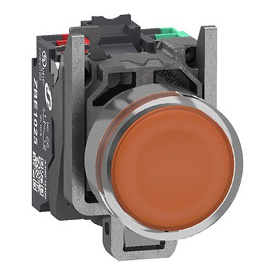 Schneider Electric Harmony XB4 Series Illuminated Illuminated Push Button, Panel Mount, 22.5 mm Cutout Orange, 1 NO/1