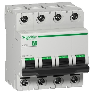 Schneider Electric Multi9 C60N Miniature Circuit Breaker, 4-Pole, 50A, B Curve, 415V AC, 10 kA Breaking Capacity