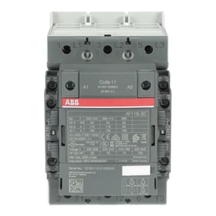 ABB 1SF Block Contactor, 20V ac/dc, 60 V ac/dc Coil, 3-Pole, 55 kW, 3 NO/0 NC