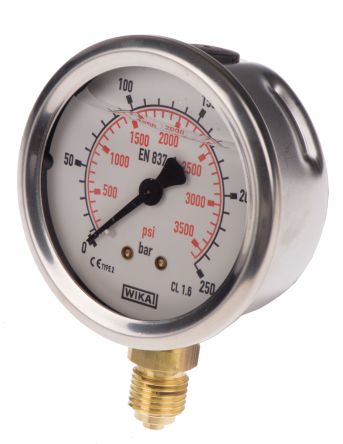 WIKA G 1/4 Male Pressure Gauge, 250 bar