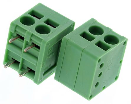Phoenix Contact SPT 2.5/2-H-5.0 Series PCB Terminal Block, 2-Contact, 5 mm Pitch, 1 Row, 1990973