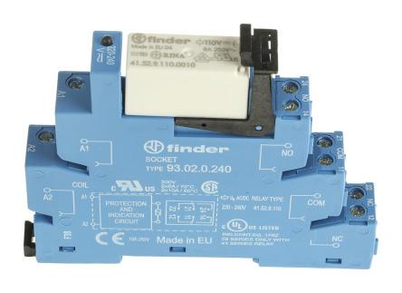 Finder 38 Series Interface Relay, DIN Rail, 230V ac/dc Coil, DPDT
