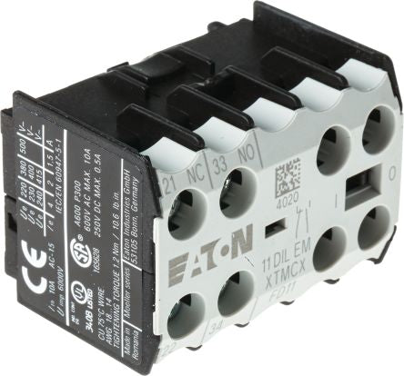 Eaton Auxiliary Contact, 2 Contact, 1 NO/1 NC, DILEM, Front, 10 A, 220 V dc, 500V ac, 010080 11DILEM