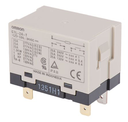 Omron Panel Power Relay, 24V dc Coil, 25A Switching Current, DPST