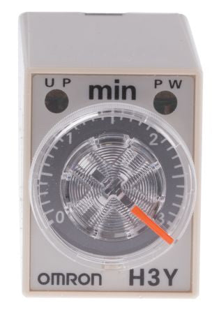 Omron H3Y-4 Series DIN Rail Timer Relay, 4-Contact, 125 V 100V ac, 120 V ac, 0.1 to 3 min, 1-Function, 4PDT Switch