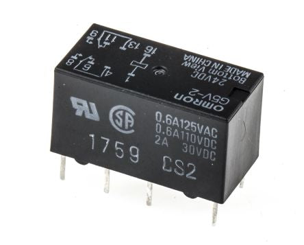 Omron PCB Signal Relay, 24V dc Coil, 2A, DPDT