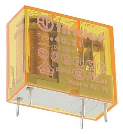 Finder PCB Power Relay, 24V ac Coil, 10A Switching Current, SPDT