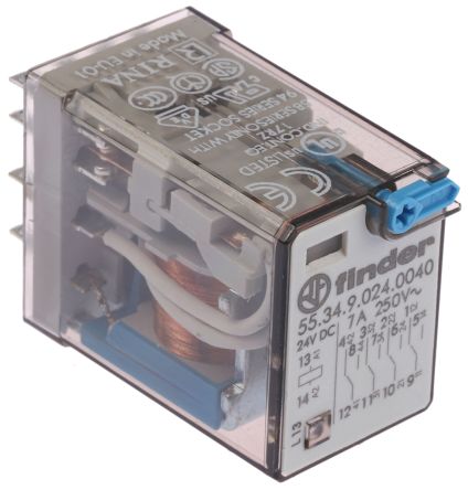 Finder Power Relay, 24V dc Coil, 7A Switching Current, 4PDT