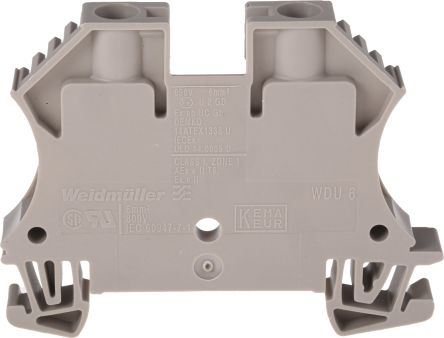 Weidmüller 1020200000 WDU Series Feed Through Terminal Block Brown, 6mm², 1-Level, Screw, ATEX