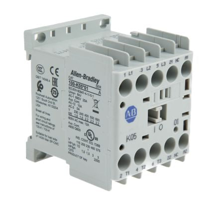 Allen Bradley 100K Contactor, 24V dc Coil, 3-Pole, 5 A, 2.2 kW 24V dc, 1 NC, 690V ac