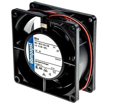 ebm-papst 8300 Series Axial Fan, 24V dc, 54 m³/h, 2.7 W, 113 mA Max, IP68 80 mm 80mm 32 mm