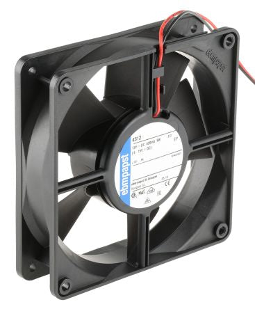 ebm-papst 4300 Series Axial Fan, 12V dc, 170 m³/h, 5 W, 420 mA Max, IP68 119 mm 119mm 32 mm