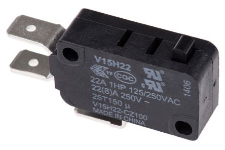 Honeywell Pin Plunger Micro Switch, Quick Connect Terminal, 22A, 250 V ac, SPDT, IP67