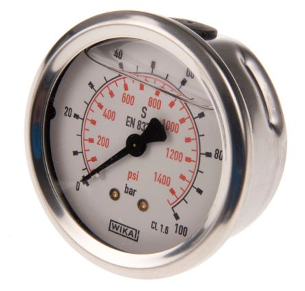 WIKA G 1/4 Pressure Gauge, 63 mm, 100 bar, UKAS