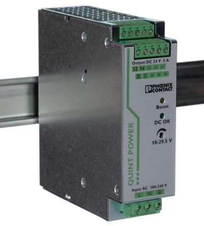 Phoenix Contact QUINT POWER Switched Mode DIN Rail Power Supply 264V ac AC Input 29.5V dc, 5 A Output DC 120 W