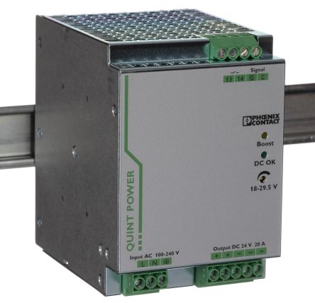 Phoenix Contact QUINT POWER Switched Mode DIN Rail Power Supply 264V ac AC Input 29.5V dc, 20 A Output DC 480 W