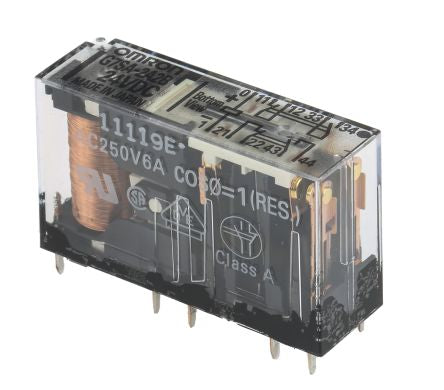 Omron PCB Force Guided Relay, 24V dc Coil Voltage, 4-Pole, DPDT