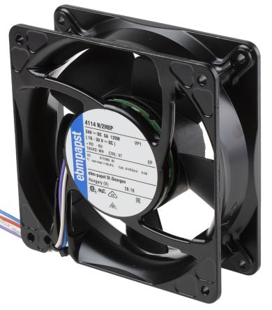 ebm-papst 4100 NH8 - S-Force Series Axial Fan, 24V dc, 570 m³/h, 120 W, IP20 119 mm 119mm 38 mm