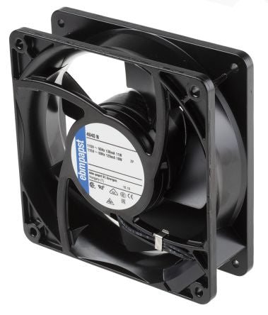 ebm-papst 4000 N Series Axial Fan, 115V ac, 85 m³/h, 10 W, 87 mA Max, IP65 119 mm, 119mm, 38 mm