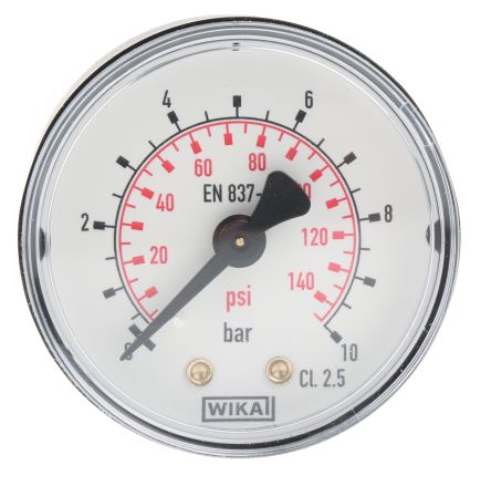 WIKA Pressure Gauge, 50 mm, 10 bar, RSCAL