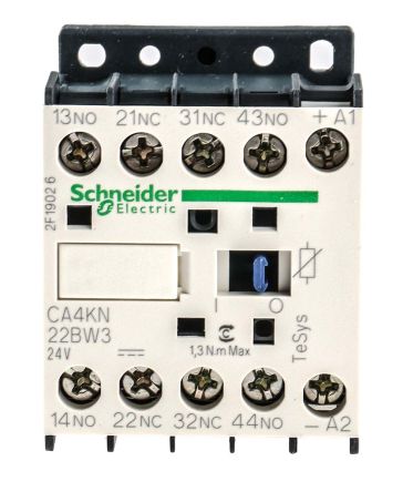 Schneider Electric K Control Relays Contactor, 24V Coil, 10 A 24V dc, 2 NO/2 NC, 690V ac