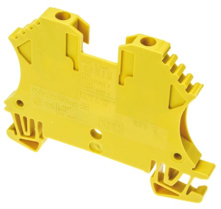 Weidmüller 1020020000 WDU Series Feed Through Terminal Block Yellow, 2.5mm², 1-Level, Screw, ATEX