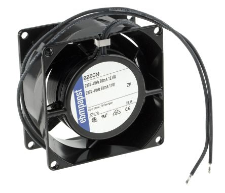ebm-papst 8000 N Series Axial Fan, 230V ac, 37 m³/h, 12.5 W, 54 mA Max, IP65 80 mm, 80mm, 38 mm