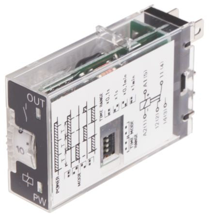 Omron H3RN Series Panel Timer Relay, 5-Contact, 12 V dc 12V ac, 0.1 s to 10 min, Multifunction-Function, SPDT Switch