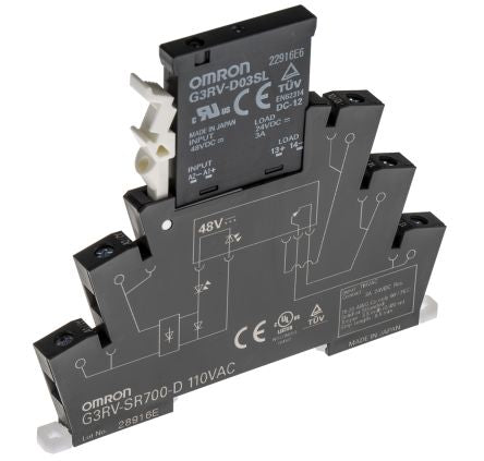 Omron G3RV-SR Solid State Interface Relay 440V ac DIN Rail, Plug-in Screw