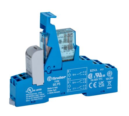 Finder 48 Series Interface Relay, DIN Rail, 24V dc Coil, DPDT-2 CO, 22.2mA